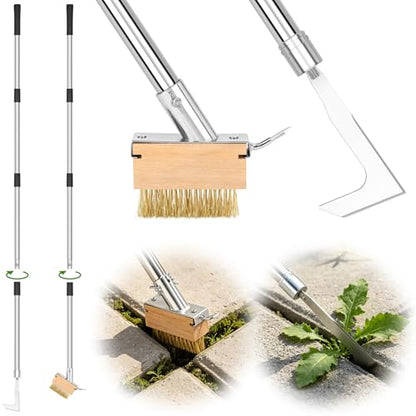 SANLIKE Crack Weeder Tool Set, 65in Long Handle Weed Remover for Patio