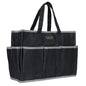 Waxed Canvas Tote Bag, Heavy Duty Multi-Purpose Canvas Tool Bag with 10 Pockets for Screwdrivers/Wrench/Pliers/Electricians Storage, Black - color: Black