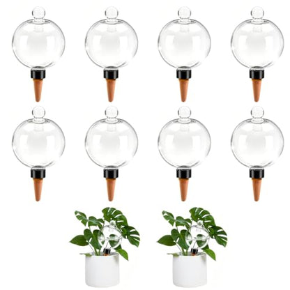 8pcs Plant Self Watering Globes with Covers, Plastic Water Bulbs Top Fill, Plant Watering Devices System Slow Release Terracotta, Water Spikes Stakes for Indoor - size: 8pack