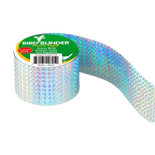 Triple Thick Repellent Scare Tape (Double Sided) - Reflective Bird Deterrent - Scare Birds Away, Geese, Pigeon, Duck, Woodpecker - Anti Bird Outdoor Devices 147 feet x 2 inches - size: 1 Count (Pack of 1)