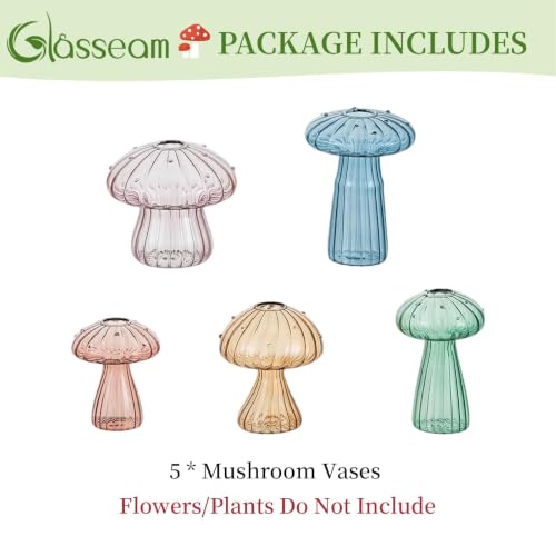 Glasseam Mushroom Plant Propagation Stations: 5 Pcs Glass Propagation Vases - color: Colorful, size: 5Pcs
