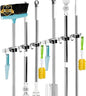 2 Pack Broom Holder Wall Mount, 3 Racks 4 Hooks Mop and Broom Organizer - color: 3 Racks & 4 Hooks (Silver) - 2 Pack