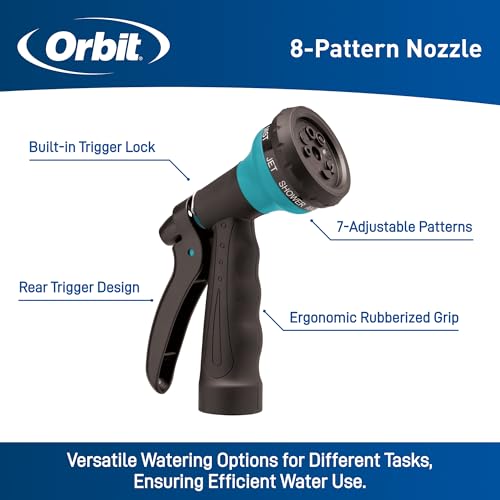 Orbit 26381 Coil Garden Hose, 25 Feet, with 8-Pattern Hose Nozzle (Blue) - color: Blue, size: 25 ft