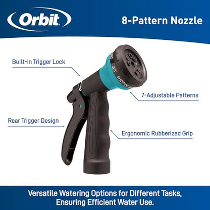 Orbit 26381 Coil Garden Hose, 25 Feet, with 8-Pattern Hose Nozzle (Blue) - color: Blue, size: 25 ft
