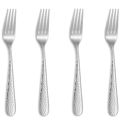 KEAWELL Premium Louise Hammered 4-Piece Fork Set (4, 7.28" Salad Forks) - size: 7.28" Salad Forks