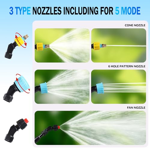 POSENPRO Battery Sprayer 2 Gallon with 3 Mist Nozzles for Lawn Garden Yard