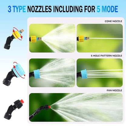POSENPRO Battery Sprayer 2 Gallon with 3 Mist Nozzles for Lawn Garden Yard