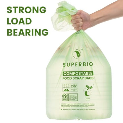 SUPERBIO 13 Gallon Compostable Kitchen Waste Bags, 50 Count, 1 Pack - color: 13 Gallon Flat Top, 50 Count