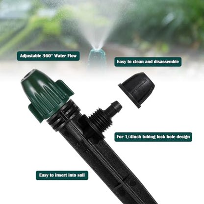 25PC Anti-Drop Drip Irrigation Spray on 6.3" Stake - style: 25pc-Adjustable Emitter