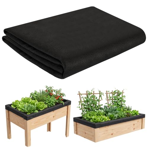 Raised Garden Bed Liner 63 x 83 Inch, Non-Woven Weed Barrier Fabric for Large Vegetable Planters, Water-Permeable Soil Retention Mat for Outdoor Growing, Durable Geotextile Cover for Troughs