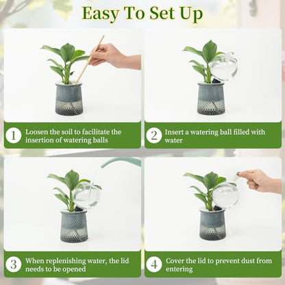 2pcs Plant Self Watering Globes with Covers, Plastic Water Bulbs Top Fill, Plant Watering Devices System Slow Release Terracotta, Water Spikes Stakes for Indoor(2) - size: 2pack