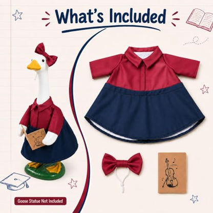 Back to School Porch Goose Outfit Teacher Costume for 23-Inch Goose Statue - color: Back to School Girl