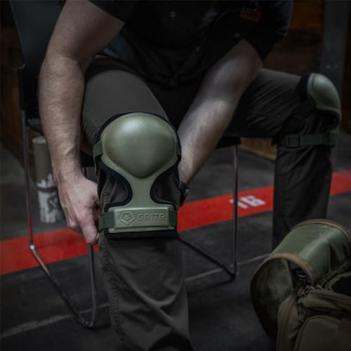 GRITR Tactical Knee Pads - Heavy Duty Knee Protectors, Range Green - color: Ranger Green, size: Regular