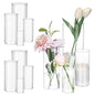 Fixwal 12 Pack Clear Glass Cylinder Vases, 4, 6, 8, 10 Inch Tall - size: 12pcs