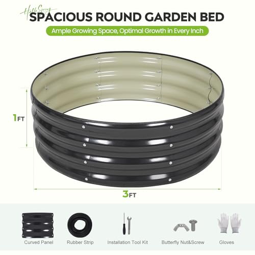 Galvanized Raised Garden Bed, 2 PCS 3x3x1ft Round Planter Grey - color: Gray, size: 3x3x1ft