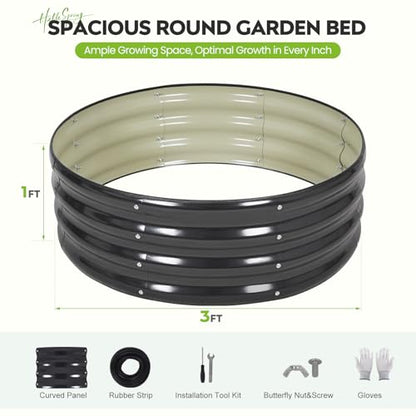 Galvanized Raised Garden Bed, 2 PCS 3x3x1ft Round Planter Grey - color: Gray, size: 3x3x1ft