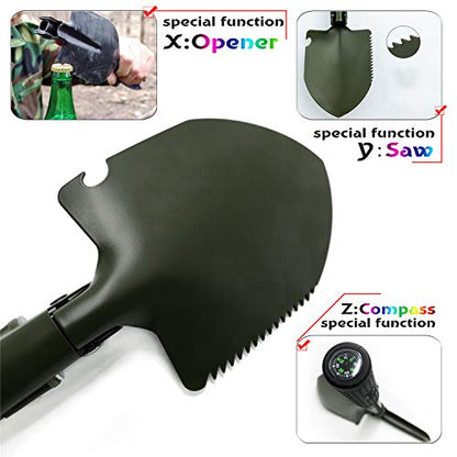 HongK- Green Hiking Multi-Functional Military Folding Shovel Survival Spade Emergency Green [P/N: ET-Shovel001] - color: Green, size: Small Size