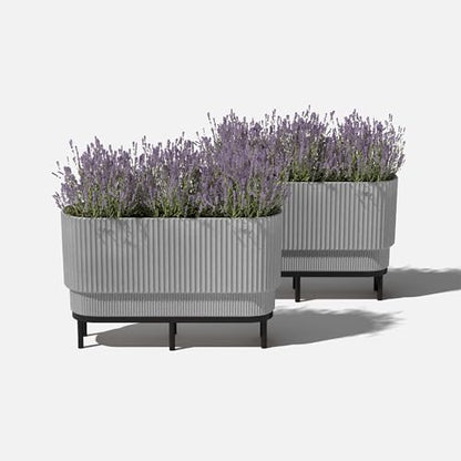 Veradek Demi Series Raised Long Planter - Wide Planter with Stand - color: Grey/Black, size: 30 inch - 2 Pack