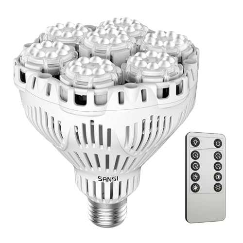 SANSI Dimmable Grow Light Bulb Full Spectrum, 40W Grow Bulb with Remote - size: PPFD 345