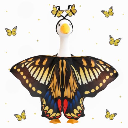 Butterfly Porch Goose Outfits Wing Cape Set for 23'' Goose - color: Black and Yellow Butterfly