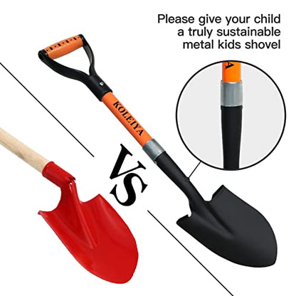KOLEIYA Kids Shovel, Small Shovels for Digging, Overall Length 28 Inches, Mini D Handle Shovel,Gardening Shovels,Matel Beach Shovel,Camping Shovel Matel+Fiberglass - color: Orange
