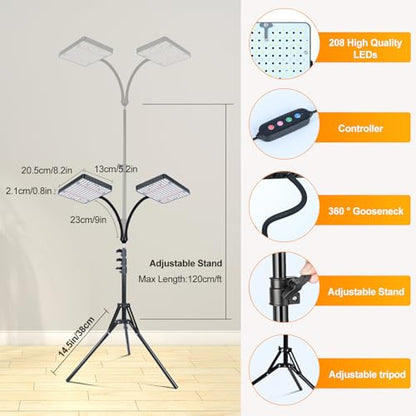FECiDA Tall Grow Light with Stand for Big and Large Houseplant, Bonsai Tree - size: Stand-2Head-50W-Timer