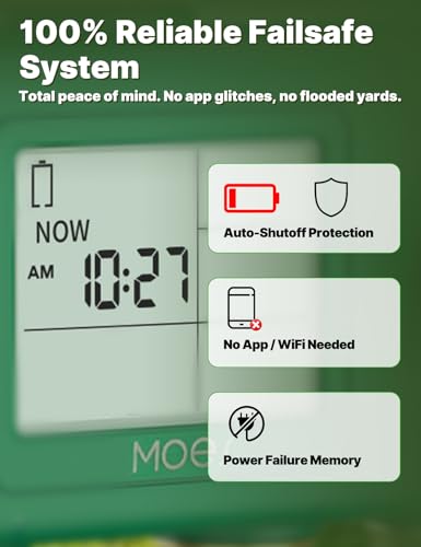 MOES 3 Zone Water Timer, Brass Fittings, Sequential Watering, No Wi-Fi - style: 3 Zones (3 Outlets)
