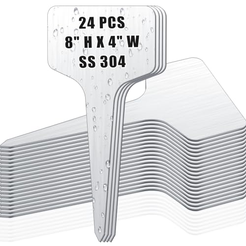 Hicarer 24 Pcs Metal Plant Labels, Stainless Steel 8" x 4" Garden Markers - size: 8 x 4 Inch
