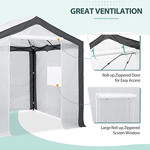EAGLE PEAK 8x8 Walk in Pop Up Greenhouse, Gray/White - color: Gray/White, size: 8x8