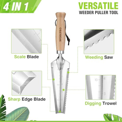 WORKPRO Garden Trowel with Wood Handle, Stainless Steel Narrow Hand Shovel