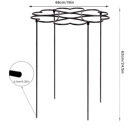 Dahlia Stakes and Supports - 24.5" Heavy-Duty Iron Plant Cages - color: Black