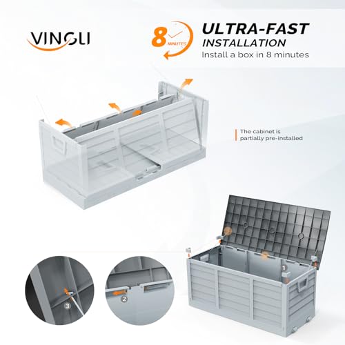 VINGLI 75 Gallon collapsible Outdoor Storage Box - color: Grey