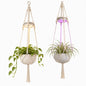 Rechargeable Hanging Plant Grow Lights for Indoor with Timer, Wireless Battery Powered Full Spectrum Growing Light with Macrame Plant Hanger, Wall/Ceiling Mounted Planta Luz for Home Decor（2 Pack）