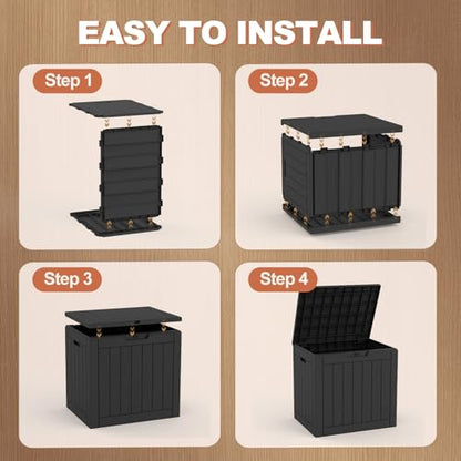 EFU Outdoor Storage Box Waterproof, 32 Gal Gen 2 Resin Deck Box With Wheels