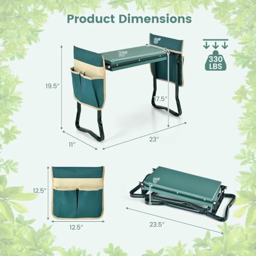 LDAILY Garden Kneeler and Seat, Heavy-Duty Foldable Garden Stool