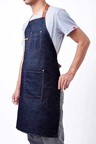 2 Packs Waist Denim Aprons for Restaurant Kitchen Women Waitress Denim Apron - color: Blue Denim Apron 2 Packs