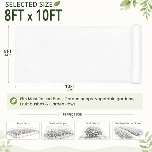8x10Ft Ultra Fine 0.01 Inch Mesh Garden Netting Tiny Insect Protection - size: 8Ft x 10Ft