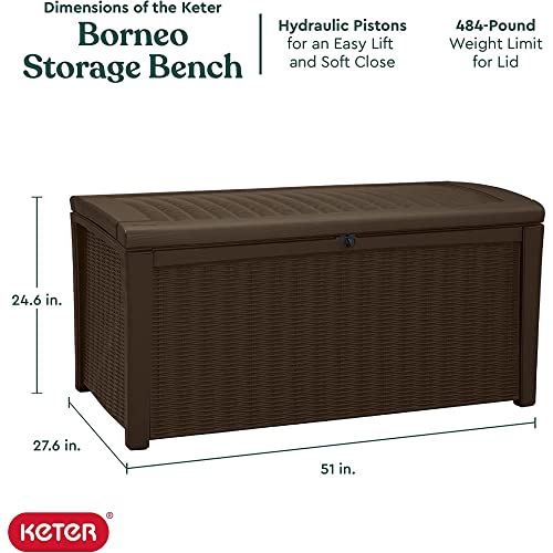 Keter Outdoor Storage Deck Box, Borneo 110 Gallon, Brown - color: Brown