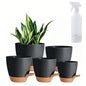 6-Pack Self Watering Pots for Indoor Plants, Black - color: Black