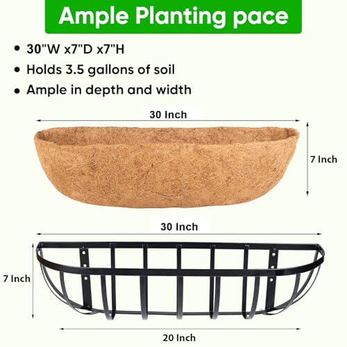 HKZ Deck Balcony Railing Planter Window Boxes - 4 Pack 30 Inch Planter Box, Balcony Planters Railing Hanging, Window Boxes Outdoor Fence Planters - size: 30 Inch