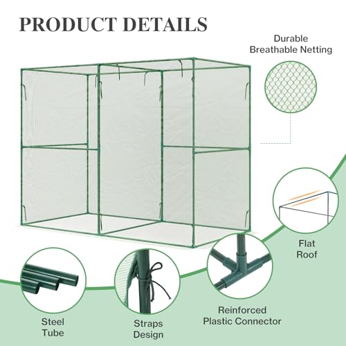 BPS Crop Cages for Garden Plant, 8x4x6 Ft Plant Netting Protection Tent with Zippered Door for Plants, Raised Garden Bed Cover with Frame for Vegetables, Fruits and Flowers - size: 8'x4'x6'