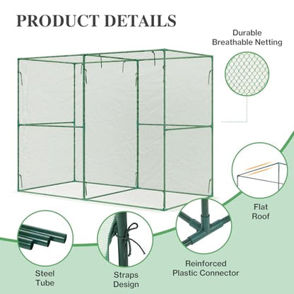 BPS Crop Cages for Garden Plant, 8x4x6 Ft Plant Netting Protection Tent with Zippered Door for Plants, Raised Garden Bed Cover with Frame for Vegetables, Fruits and Flowers - size: 8'x4'x6'