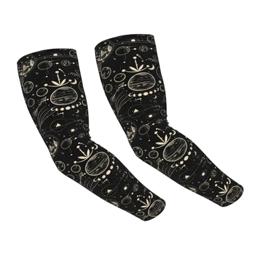 Bulldog Cooling Arm Sleeves Sunscreen Arm Cover With Thumb Hole - color: Moon Phase