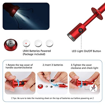 Housolution 28.34in Grabber Tool Magnetic, Bendable with LED Lights, Red - color: Red