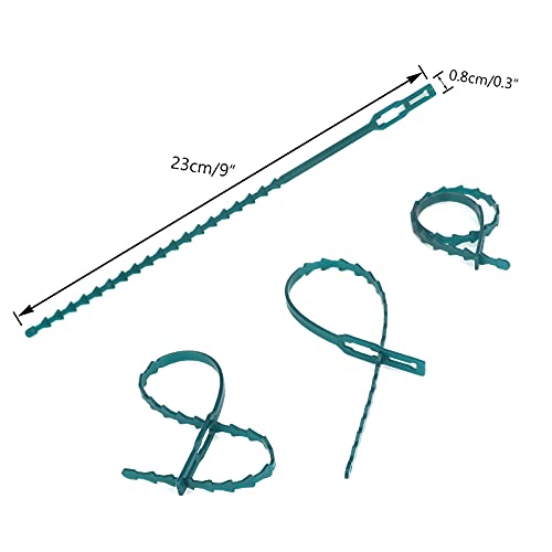 KINGLAKE GARDEN 9 Inch Green Plastic Adjustable Garden Twist Ties, 100 PCS Lock Style