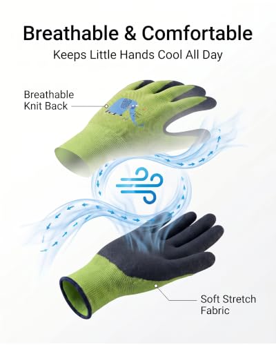 2/4 Pairs Kids Gardening Gloves, Non-Slip Grip Breathable Garden Gloves for Boys Girls - color: 2pink+2green, size: XXS (Age 5-7)