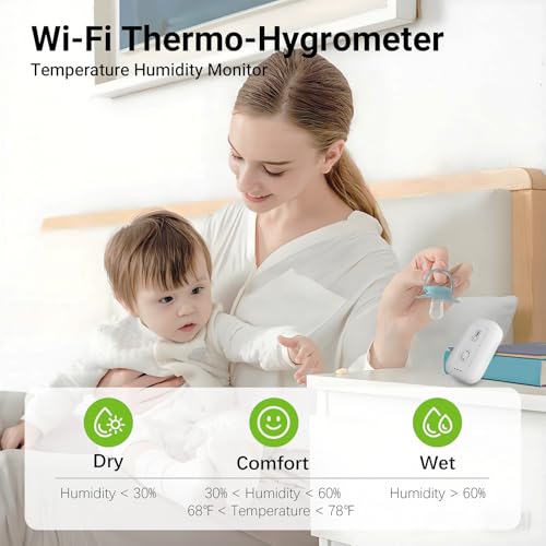 WiFi Thermometer Hygrometer Smart Sensor, App Alert Remote Monitor, 2Pack