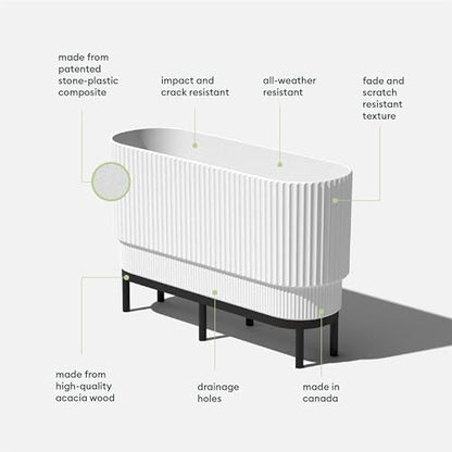 Veradek Demi Series Raised Long Planter - Wide Planter with Stand - color: White/Black, size: 30 inch