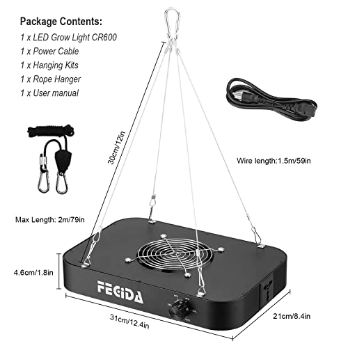 FECiDA Dimmable LED Grow Tent Light for 2x2 ft Coverage - size: 130 Watt