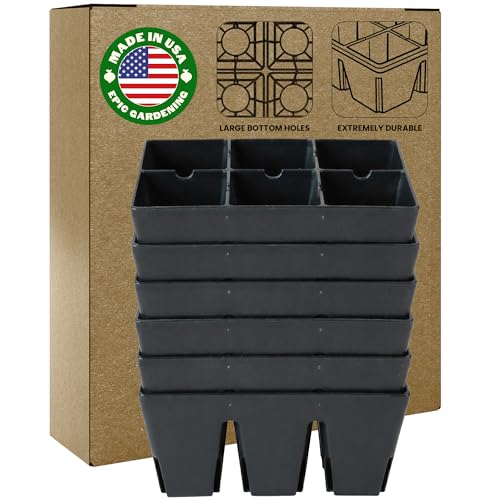 Epic Gardening Reusable Seed Starter Tray - Easy Watering Seed Starting Trays - Gardener Friendly Plant Trays for Seedlings | UV-Treated & BPA-Free -6-Cell Seed Starting Trays - 6 Trays/Black - color: Black